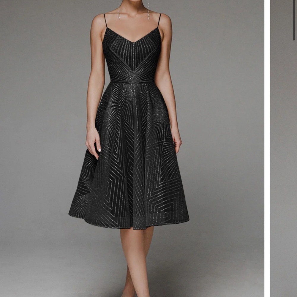 Black glitter cocktail dress